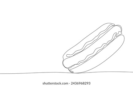 Hot dog one line continuous. Line art Hot dog isolated on transparent background. Hand drawn vector art.
