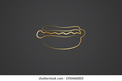 Hot Dog one line design. Continuous one line drawing of hot dog. Cafe logotype template concept.