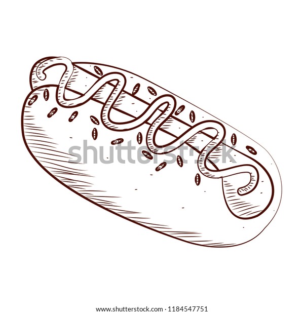 Hot Dog Outline Draw Stock Vector (Royalty Free) 1184547751 | Shutterstock