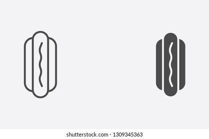 Hot dog outline and filled vector icon sign symbol