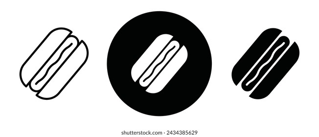 Hot dog outline icon collection or set. Hot dog Thin vector line art