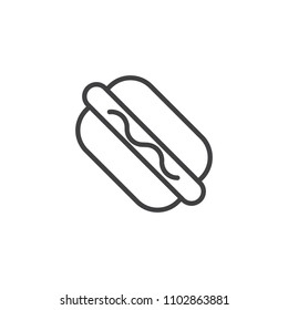Hot dog outline icon. linear style sign for mobile concept and web design. Fast food simple line vector icon. Symbol, logo illustration. Pixel perfect vector graphics