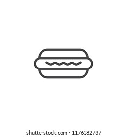 Hot dog outline icon. linear style sign for mobile concept and web design. Hamburger simple line vector icon. Fast food symbol, logo illustration. Pixel perfect vector graphics