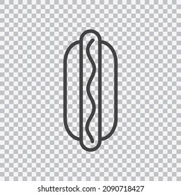 Hot dog outline icon. Vector isolated on transparent background.