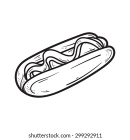 Hot Dog Outline Vector 