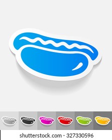 hot dog paper sticker with shadow. Vector illustration