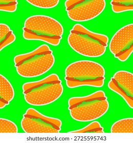 Fundo de padrão de cachorro-quente. Padrão contínuo de cachorro-quente de queijo. Projeto vetorial de padrão de cachorro-quente. Vetor de padrão de cachorro-quente Fast food.