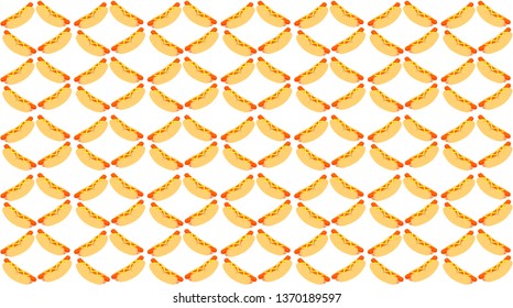 Hot dog pattern .Hot Dog Day vector seamless pattern with buns and sausages