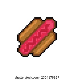 Hot dog pixel art design vector isolated
