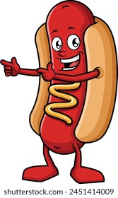 Hot dog pointing to the side vector illustration