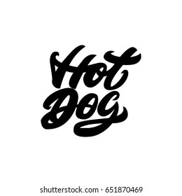 Hot Dog. Premium handmade vector lettering and calligraphy phrase. Vector illustration.