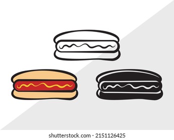 Hot Dog Printable Vector Illustration