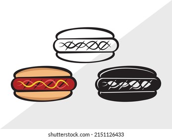 Hot Dog Printable Vector Illustration