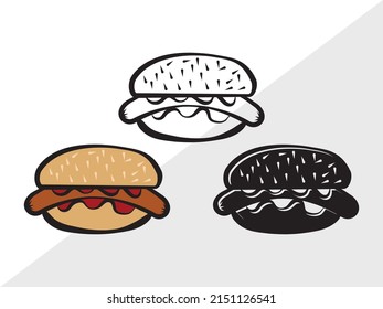 Hot Dog Printable Vector Illustration
