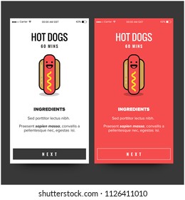 Hot Dog Recipe App UX UI Design for Smart Phone Screens