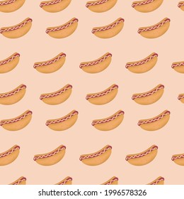 Hot dog repeatable pattern isolated on background, vector illustration