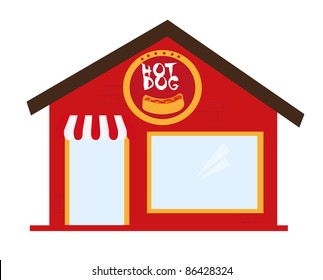 hot dog restaurant cartoon isolated over white background. vector