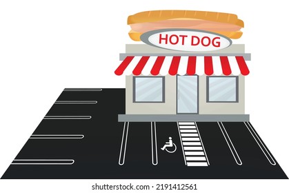 Hot Dog Restaurant Parking. Vector