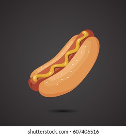 Hot dog retro drawing isolated on neutral background. Vector art.