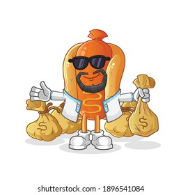 hot dog rich arabian mascot. cartoon vector