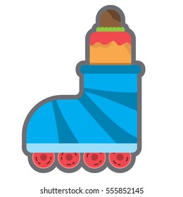 hot dog and roller skates.fast food flat design