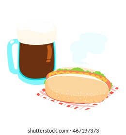 Hot dog and root beer graphic vector illustration