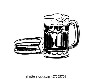 Hot Dog And Root Beer - Retro Clip Art