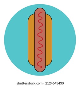Hot dog round sticker label