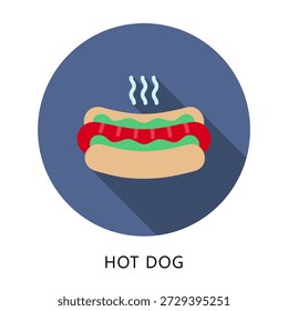 Hot Dog Rounded Flat Color Icon, Mini Illustration Relate To Food, Gastronomy. Use For Modern Concept, Ui, Ux Web And App Development.