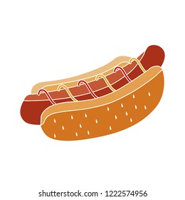  hot dog sandwich. sausage meat, fast food icon. restaurant Sign Symbol