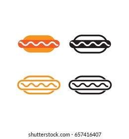 Hot dog with sauce and bread icons.