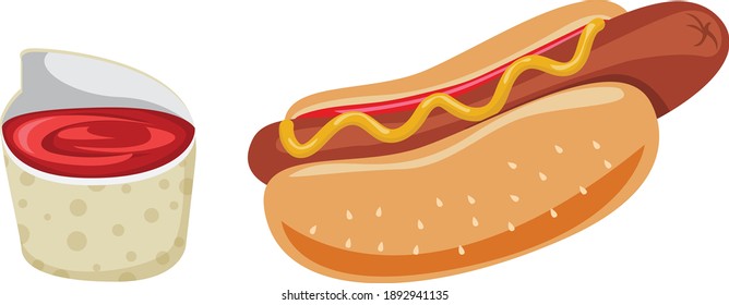 Hot dog with Sauce vector art and illustration