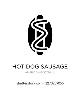 hot dog sausage in bread icon vector on white background, hot dog sausage in bread trendy filled icons from American football collection, hot dog sausage in bread simple element illustration