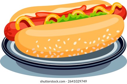 hot dog sausage in a bun on a plate