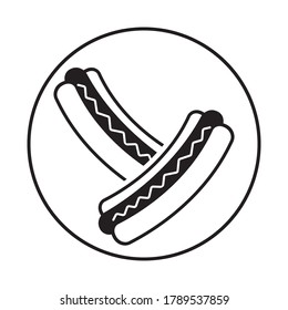 Hot Dog sausage or hotdog circled flat vector icon for apps and websites
