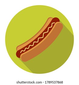 Hot Dog sausage or hotdog flat vector icon for apps and websites