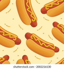 Ilustración vectorial de patrón transparente de Hot dog