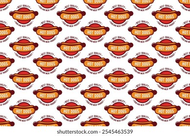 Hot dog seamless pattern background. Fast food seamless pattern background