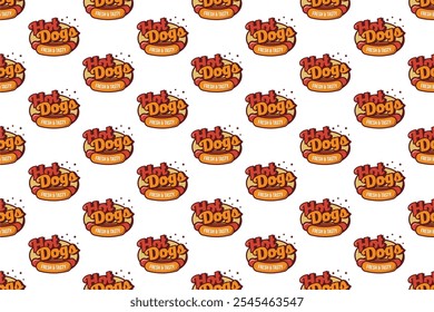 Hot dog seamless pattern background. Fast food seamless pattern background