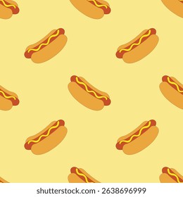 Hot dog seamless pattern background vector illustration