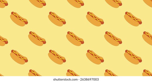 Hot dog seamless pattern background vector illustration