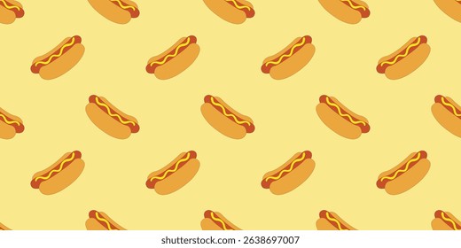 Hot dog seamless pattern background vector illustration