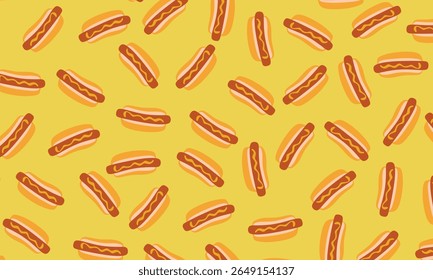 Hot dog seamless pattern. Hot dog pattern background. Seamless Pattern of Hot dog. Seamless pattern of Hot dog illustration background. 