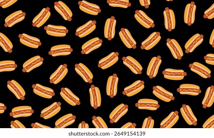 Hot dog seamless pattern. Hot dog pattern background. Seamless Pattern of Hot dog. Seamless pattern of Hot dog illustration background. 
