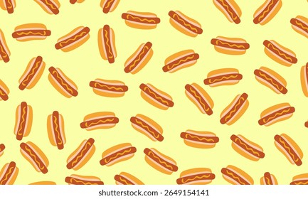 Hot dog seamless pattern. Hot dog pattern background. Seamless Pattern of Hot dog. Seamless pattern of Hot dog illustration background. 