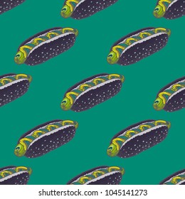 Hot dog seamless pattern. Cartoon style pattern design.