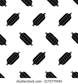 Hot Dog Seamless Pattern. Fast Food Background With Hot Dog Sausage. Icon Street Food On White Background. Hot Dog Silhouette. Design For Print On Fabric, Wrapping Paper, Packing. Vector Illustration