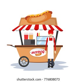 hot dog seller, soda in the car