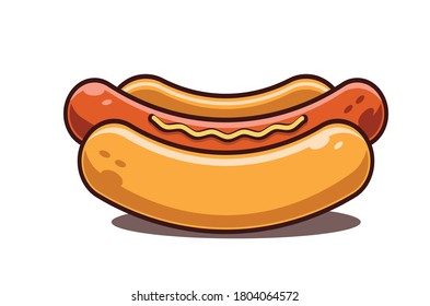 Hot Dog served in a bun or roll.