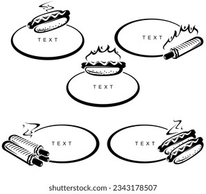 Hot dog set. Collection hot-dog frame. Vector